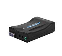 Chiyyak Adaptador Compacto Convertidor de Vídeo VGA a SCART con Mando a Distancia para Televisores y Monitores