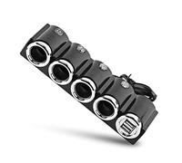 Chiyyak Adaptador de Encendedor de Cigarrillos para Coche, USB, Divisor de 4 Vías, Carga Rápida, Fusible Incluido, Teléfonos Móviles, PDA,
