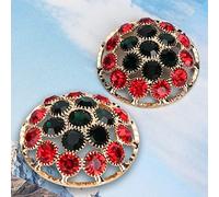 Chiyyak Botones de Taladro de Cristal, 2 Piezas, Suministros de Costura Coloridos para Decoración de Ropa, Zapatos, Bolsos, con Patrón único y Botón de Metal (Roja)