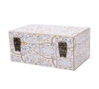 Chiyyak Caja de Almacenamiento de Madera de Cuero, Joyero Decorativo con Hebilla para Joyería, Pendientes, Collares, Organizador de Escritorio a Prueba de Polvo