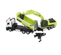 Chiyyak Camión Volquete de Construcción de Aleación con Excavadora para Niños, Juguete Multifuncional Agradable, Escena de Ingeniería Simulada, Ideal para Juegos en Interiores y (Verde)