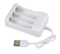 Chiyyak Cargador Portátil de Tres Ranuras para Batería Recargable AA AAA con Enchufe USB Material ABS Resistente Protección contra Cortocircuitos para Oficina en Casa Gris