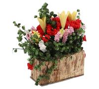 Chiyyak Casa de muñecas a escala 1:12 con flores en maceta, arreglo floral de arcilla en miniatura con detalles hechos a mano para decoración de diorama en miniatura
