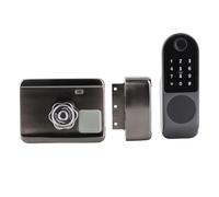 Chiyyak Cerradura de Puerta con WIFI, Llave de Tarjeta IC con Contraseña de Huella Dactilar Práctica para Seguridad del Hogar, Acero Inoxidable
