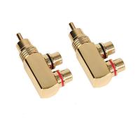 Chiyyak Divisor Adaptador de Tres Vías Chapado en Oro Macho a Hembra, Alta Precisión para Configuración de Audio y Vídeo DIY en Casa, 2 uds.