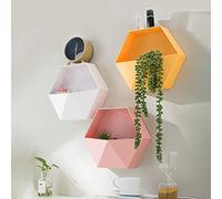 Chiyyak Estante de Almacenamiento Hexagonal Geométrico Elegante, Estante Flotante de Pared Minimalista para Recuerdos, Flores, 26,5x23x6,5 CM (Negro)