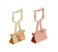 Chiyyak Exquisitos Clips para Carpetas de Gato de Oro Rosa, Fuerza de Sujeción Fuerte, 100 Piezas, Clips para Carpetas de Oficina de Metal Inoxidable para Documentos, Portátiles y Ligeros para Escenas