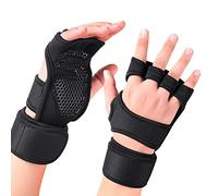Chiyyak Guantes de fitness con muñequeras antideslizantes, de silicona, acolchados, con muñequera para entrenamiento de fuerza, levantamiento de pesas, 1 par