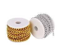 Chiyyak Guirnalda de Perlas para Manualidades, 2 Piezas, Oro y Plata, 9,9 Metros de Largo, Perlas Redondas de Imitación de 0,5 Cm, con un Diseño Elegante para Manualidades, Decora