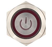 Chiyyak Interruptor de Botón Pulsador de Cabeza Plana Redonda de 19 Mm Grado de Protección IP65 Fácil Instalación Verde, Amarillo 2 Piezas (Rojo)