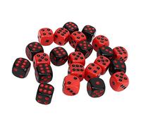 Chiyyak Juego de Dados de 6 Caras, Resistentes Al Agua, Brillantes, en Color Negro y Rojo, para Fiestas, Bares y Clubes, Incluye 48 Piezas