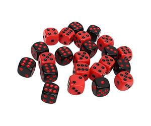 Chiyyak Juego de Dados de 6 Caras, Resistentes Al Agua, Brillantes, en Color Negro y Rojo, para Fiestas, Bares y Clubes, Incluye 48 Piezas