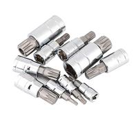 Chiyyak Juego de Llaves de Vaso Duraderas de 12 Puntas con Vaso Estriado Cuadrado Triple, Unidad de 10 Piezas M4-M18 de 1/4" 3/8" 1/2", Acero Al Cromo-vanadio Tratado Térmicamente