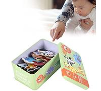 Chiyyak Juego de Rompecabezas de Madera Colorido en Caja de Hierro para Almacenamiento Conveniente y Aprendizaje Portátil para Niños (Fauna)