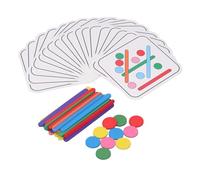 Chiyyak Juguete Educativo de Madera a Juego con Palos Coloridos, Desarrollo Cognitivo para Niños, Interacción Entre e Hijos, 18 Tarjetas y 24 Tiras de Madera