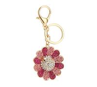 Chiyyak Keychain de Girasoles, Cristales Estras a la Llave de Estrasa de Lindas Flores de Anillos de Llave para Bolsos, Acción de Gracias, Aniversario (Rosa)