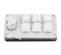 Chiyyak Mini Teclado para Juegos de con Perilla para Control de Medios, Interruptor Azul a Prueba de Polvo, Miniteclado Mecánico para Jugar, 102x57x38mm (Negro Blanco)