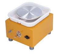 Chiyyak Mini Torno de Alfarería, Máquina de Cerámica Compacta para Arte de Bricolaje, con Lavabo Extraíble, Velocidad de 0-2000 RPM, Color Dorado, Tamaño Pequeño, Fácil Operación para (Aleación,