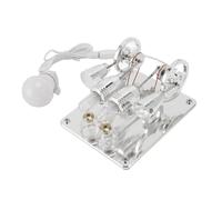 Chiyyak Motor Stirling de Aire Caliente de 4 Cilindros, Generador de Electricidad con Luz LED para Proyectos de Ciencia para Niños, con Base de Madera, Modelo de Física Educativa (Plata)