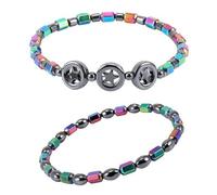 Chiyyak Par de Pulseras Tobilleras de Hematita Elástica de Moda, Joyería Terapéutica para Aliviar el Estrés para Hombres y Mujeres