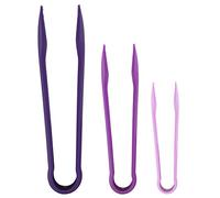 Chiyyak Pinzas para Pan con Antideslizante, Pinzas para Alimentos de Sílice para el Hogar, 3 Piezas para Agarre de Carne, Verde/azul/rojo/púrpura, 12,9 Pulgadas (Púrpura)