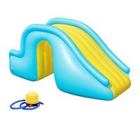 Chiyyak Piscina Inflable de Agua Tobogán Tobogán para Niños con Escalones Más Anchos 158x79x62cm PVC Azul Piscina de Verano T (Celeste)