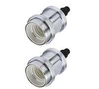 Chiyyak Portalámparas Vintage de 2 Piezas, Portalámparas de Aluminio Retro para Bombillas E26 E27 con Accesorios de Bricolaje, Resistente y Duradero para el Hogar, Bar, Hotel, Coc (Plata)