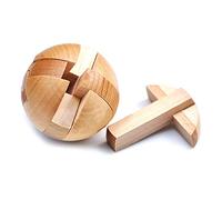 Chiyyak Rompecabezas de Madera con Bloqueo de Bola Mágica, Juguete para Desarrollar la Inteligencia, Forma Esférica de 6 Cm de Diámetro, Material de Loto (Colores Surtidos)