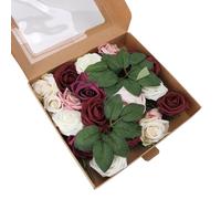 Chiyyak Rosa Falsa de Espuma de Material Premium de Flores Simuladas, Rosa Artificial Flexible para Varias Escenas, Flor Falsa Fácil de Limpiar para Ramo de Boda, 16 Piezas Blancas (No. 2)