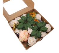 Chiyyak Rosa Falsa de Espuma de Material Premium de Flores Simuladas, Rosa Artificial Flexible para Varias Escenas, Flor Falsa Fácil de Limpiar para Ramo de Boda, 16 Piezas Blancas (No. 3)
