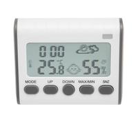 Chiyyak Termómetro Electrónico Minimalista, Higrómetro, Reloj, Fácil de Operar, para Niños, Material ABS Gris
