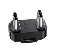 CHIZISX Adaptador simultáneo de carga USB C y transmisión en vivo con diseño en forma de U para mejorar la eficiencia energética, adaptador de puerto divisor USB C