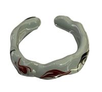 CHIZISX Anillos abiertos esmaltados con lámina dorada con acabado artístico de aceite de goteo, joyería de cerámica para mujeres de moda, festival único, Cerámica, Sin piedras preciosas