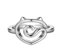 CHIZISX Anillos creativos de ganchillo de gato, anillos guía de hilo de metal, anillos abiertos hechos a mano, accesorios elegantes y versátiles para mujeres, Metal, Sin piedras preciosas