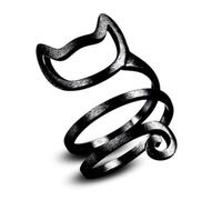 CHIZISX Anillos creativos de ganchillo de gato, anillos guía de hilo de metal, anillos abiertos hechos a mano, accesorios elegantes y versátiles para mujeres, Metal, Sin piedras preciosas