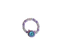 CHIZISX Anillos de cuentas coloridas ajustables y elásticos con forma de gato de un solo ojo, joyería hecha a mano para mujeres y niñas, Mi Zhu, Sin piedras preciosas