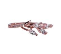 CHIZISX Anillos de diseño único de flores y ramas, accesorio portátil para mujeres que buscan individualidad y encanto elegante natural, Cobre, Sin piedras preciosas