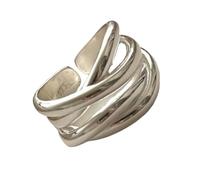 CHIZISX Anillos irregulares hechos a mano para mujer con líneas irregulares cruzadas con estilos geométricos para trajes de moda, Cobre, Sin piedras preciosas