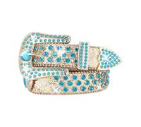 CHIZISX Cinturón punk de poliuretano para jeans, resistente, estilo hip hop, hebilla brillante con diamantes de imitación incrustados, cinturones para mujeres y hombres, para vestidos, hebilla para