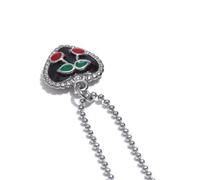 CHIZISX Collar con colgante de cerezas en forma de corazón que simboliza el dulce amor y la vitalidad para trajes elegantes de mujer a la moda, talla única, Acero inoxidable, No es una piedra preciosa