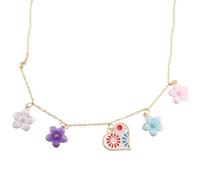 CHIZISX Collar con colgante de corazón de flores románticas de moda, cadena ajustable para mujeres de moda, uso diario, uso casual, talla única, Metal, No es una piedra preciosa