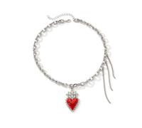 CHIZISX Collar con colgante de corazón gótico, longitud ajustable, accesorio de joyería de aleación resistente para jóvenes y entusiastas de la moda, talla única, Metal, No es una piedra preciosa