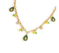 CHIZISX Collar con colgante de fruta de jardín vintage con circonita ajustable, joyería elegante para mujeres y amantes de la naturaleza, talla única, Acero inoxidable, No es una piedra preciosa