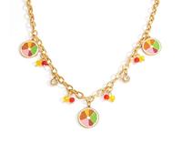 CHIZISX Collar con colgante de fruta de jardín vintage con circonita ajustable, joyería elegante para mujeres y amantes de la naturaleza, talla única, Acero inoxidable, No es una piedra preciosa