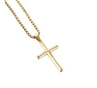CHIZISX Collar de crucifijo para mujeres y hombres, hipoalergénico, longitud ajustable, cadena religiosa, cómoda de llevar, joyería de fe, talla única, acero de titanio, No es una piedra preciosa