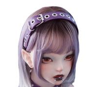 CHIZISX Diadema de poliuretano con remache punk, accesorio para la cabeza para adultos, aro de pelo con ojales y remaches