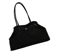 CHIZISX Elegante bolso de mano de gran capacidad con textura de ante suave, ligero, práctico para la oficina, esencial, a la moda, casual, para desarmar, Black, One Size