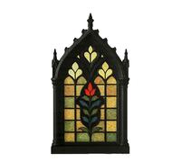 CHIZISX Elegante marco de ventana de catedral vintage con diseño arqueado para colgar en la pared, adorno para sala de estar y dormitorio, decoración de estantes, marco de puerta antiguo, escultura de