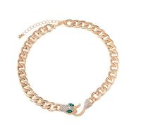 CHIZISX Gargantilla de serpiente con circonita negra y plateada, accesorio de cadena de eslabones cubanos para hombres y mujeres, estilos góticos vikingos, talla única, Metal, No es una piedra