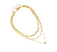 CHIZISX Gargantilla elegante con colgante en capas, longitud ajustable, cadena de cuello de corazón, joyería de moda para mujeres y niñas, talla única, Acero inoxidable, No es una piedra preciosa